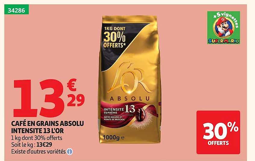 CAFÉ EN GRAINS ABSOLU INTENSITÉ 13 L'OR