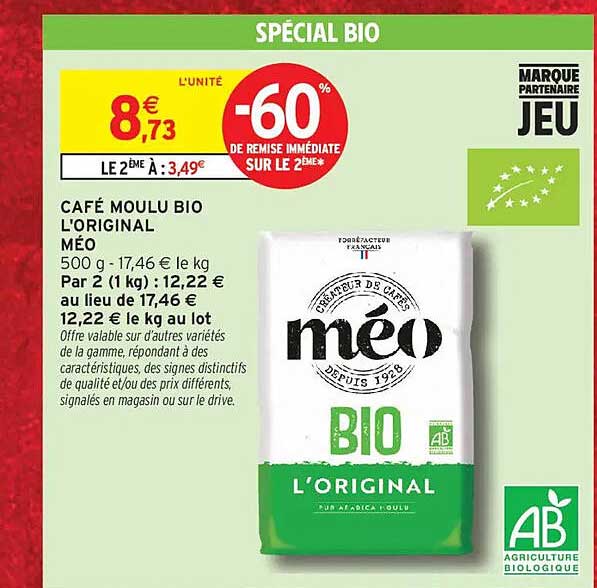 CAFÉ MOULU BIO L'ORIGINAL MÉO