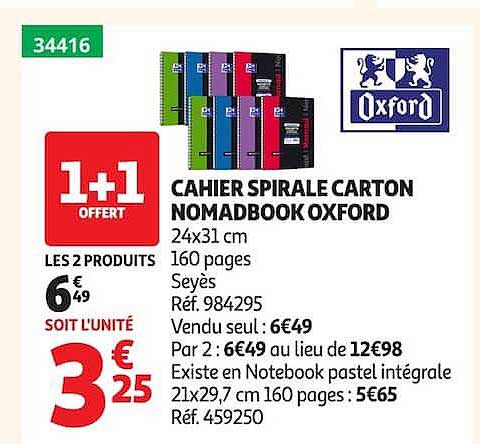 CAHIER SPIRALE CARTON NOMADBOOK OXFORD