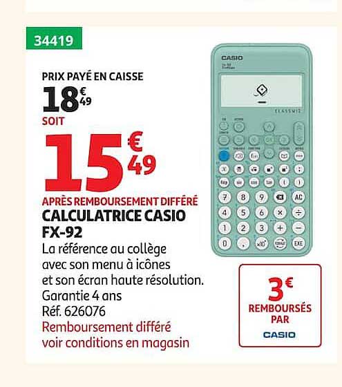 CALCULATRICE CASIO FX-92