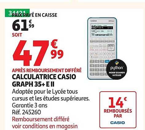 CALCULATRICE CASIO GRAPH 35+ EII