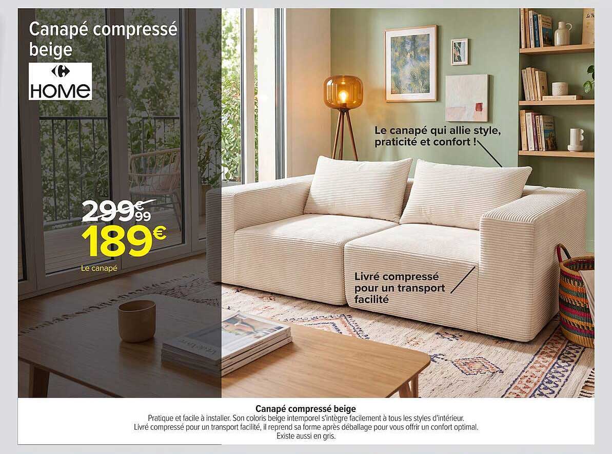 Canapé compressé beige