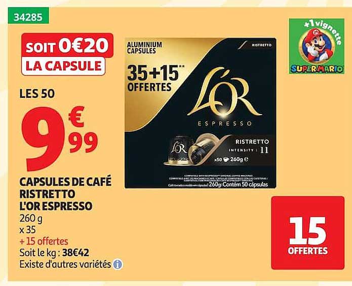 CAPSULES DE CAFÉ RISTRETTO L'OR ESPRESSO