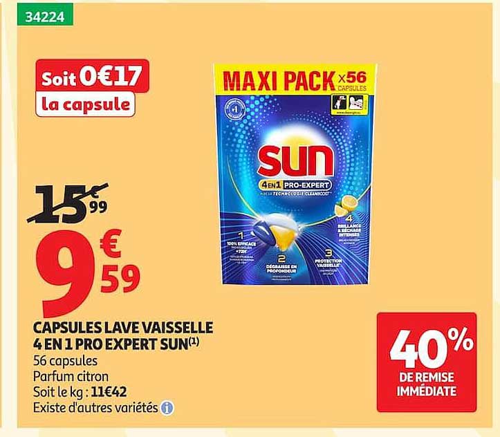 CAPSULES LAVE VAISSELLE 4 EN 1 PRO EXPERT SUN(1)