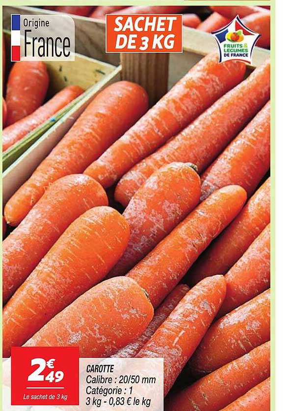 CAROTTE Calibre : 20/50 mm Catégorie : 1 3 kg - 0,83 € le kg