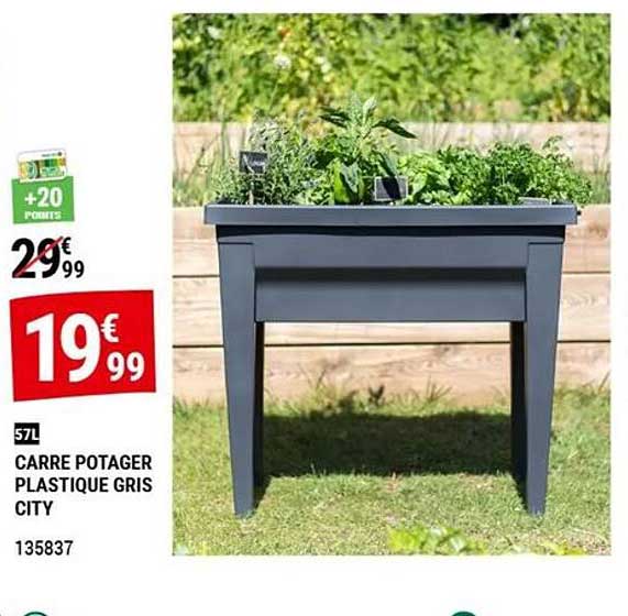 CARRE POTAGER PLASTIQUE GRIS CITY