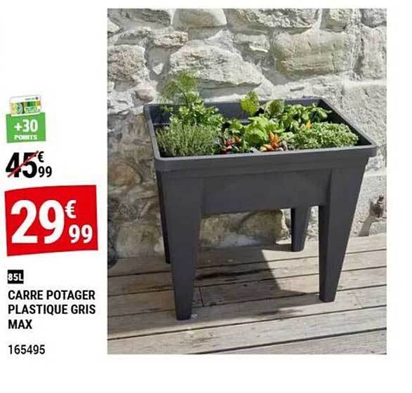 CARRE POTAGER PLASTIQUE GRIS MAX