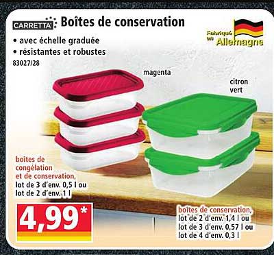 CARRETTA : Boîtes de conservation