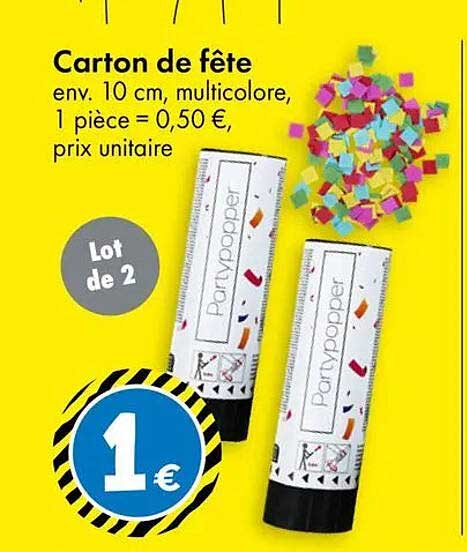 Carton de fête env. 10 cm, multicolore, 1 pièce = 0,50 €, prix unitaire