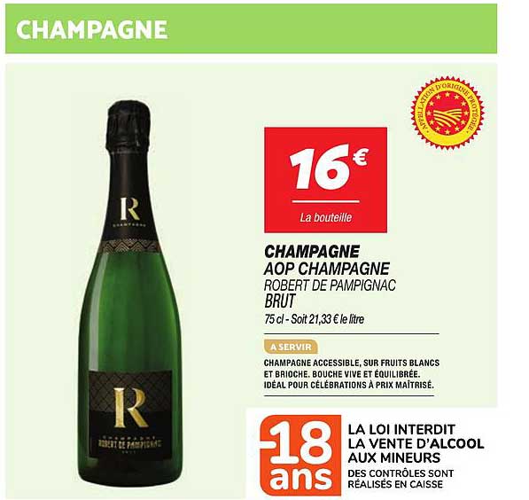 CHAMPAGNE AOP CHAMPAGNE ROBERT DE PAMPIGNAC BRUT