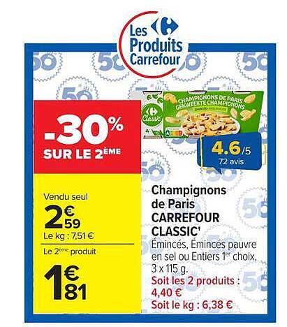 Champignons de Paris CARREFOUR CLASSIC'