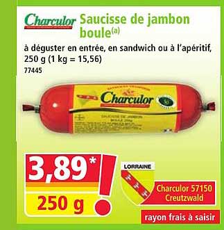 Charculor Saucisse de jambon boule