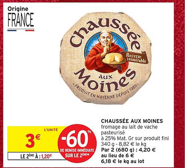 CHAUSSÉE AUX MOINES fromage au lait de vache pasteurisé