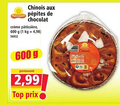 Chinois aux pépites de chocolat