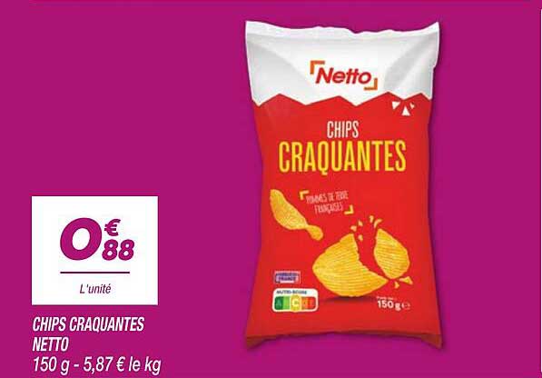 CHIPS CRAQUANTES NETTO 150 g - 5,87 € le kg