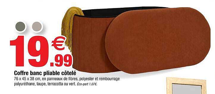 Coffre banc pliable côtelé