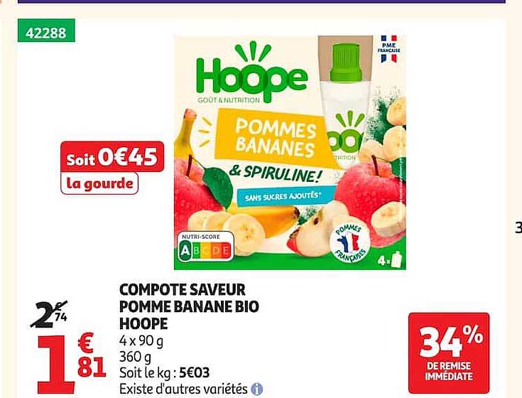 COMPOTE SAVEUR POMME BANANE BIO HOOPE
