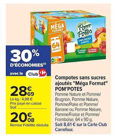 Compotes sans sucres ajoutés "Méga Format" POM'POTES