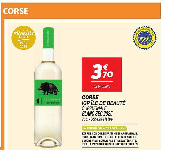 CORSE IGP ILE DE BEAUTE CUPPUGNALE BLANC SEC 2025