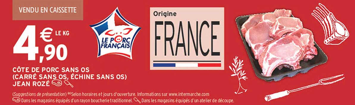 CÔTE DE PORC SANS OS (CARRÉ SANS OS, ÉCHINE SANS OS) JEAN ROZÉ
