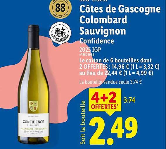 Côtes de Gascogne Colombard Sauvignon Confidence