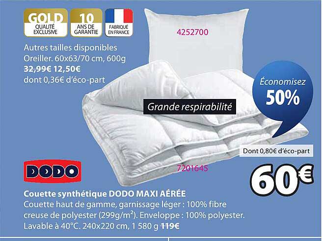 Couette synthétique DODO MAXI AÉRÉE