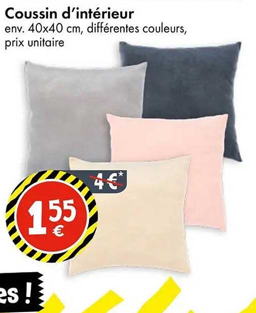 Coussin d’intérieur env. 40x40 cm, différentes couleurs, prix unitaire
