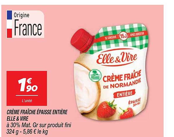 CRÈME FRAÎCHE ÉPAISSE ENTIÈRE ELLE & VIRE