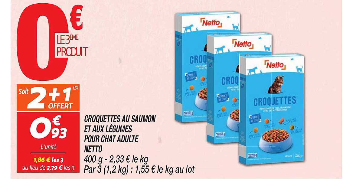CROQUETTES AU SAUMON ET AUX LÉGUMES POUR CHAT ADULTE NETTO