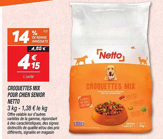 CROQUETTES MIX POUR CHIEN SENIOR NETTO