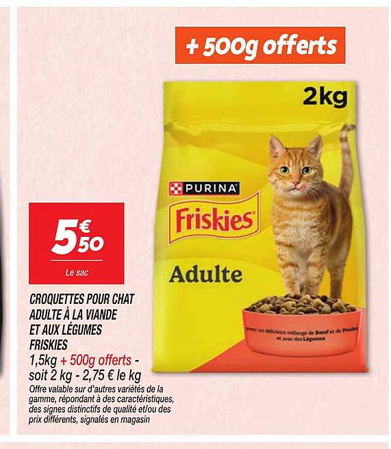 CROQUETTES POUR CHAT ADULTE À LA VIANDE ET AUX LÉGUMES FRISKIES