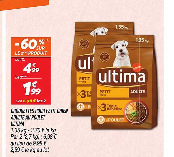 CROQUETTES POUR PETIT CHIEN ADULTE AU POULET ULTIMA