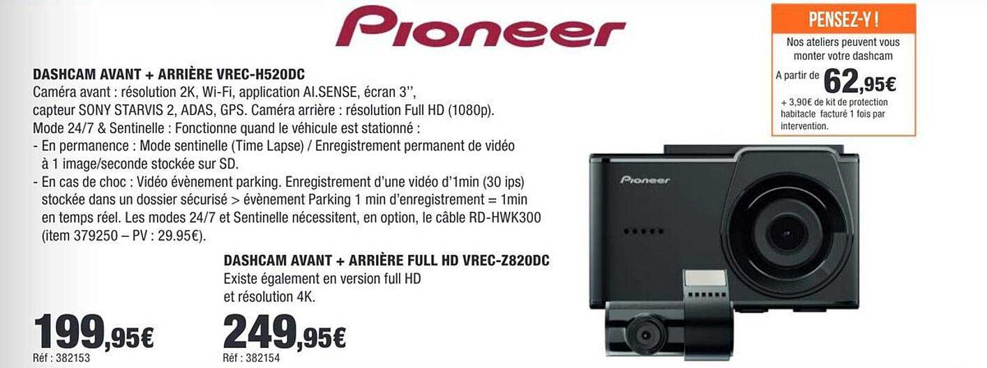 DASHCAM AVANT + ARRIÈRE VREC-H520DC