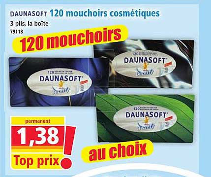 DAUNASOFT 120 mouchoirs cosmétiques