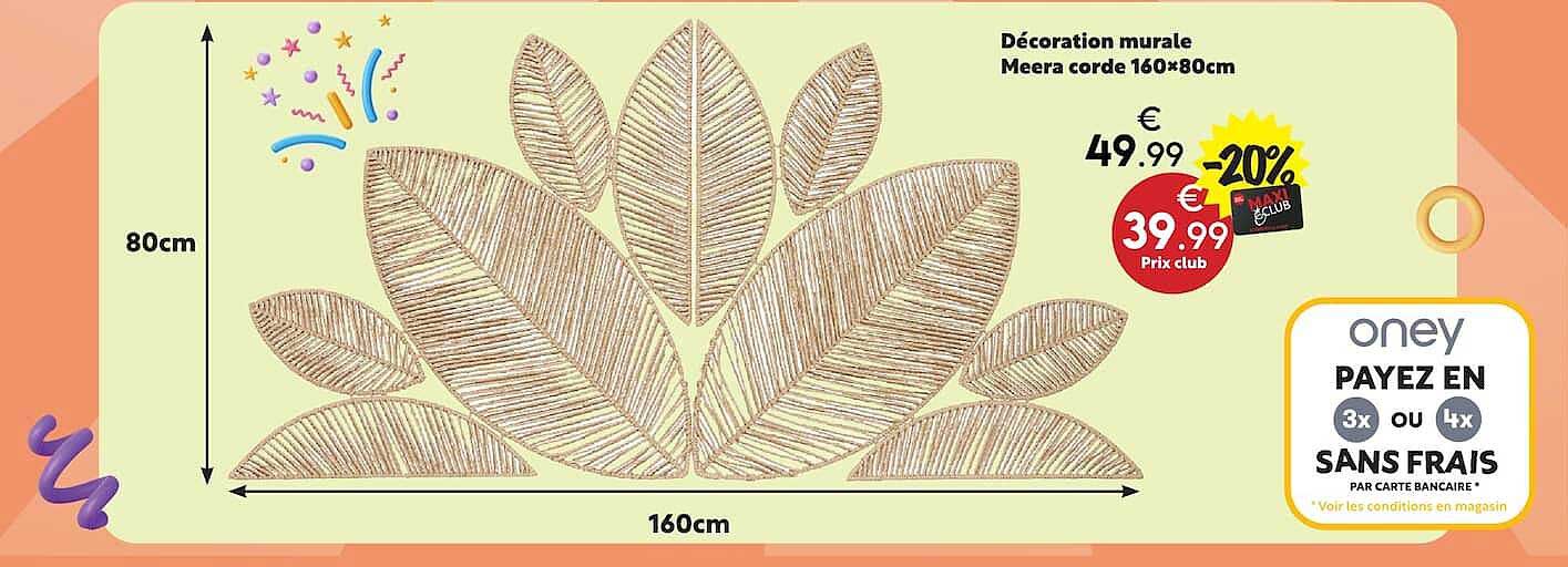 Décoration murale Meera corde 160*80cm