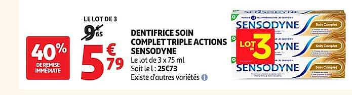 DENTIFRICE SOIN COMPLET TRIPLE ACTIONS SENSODYNE
