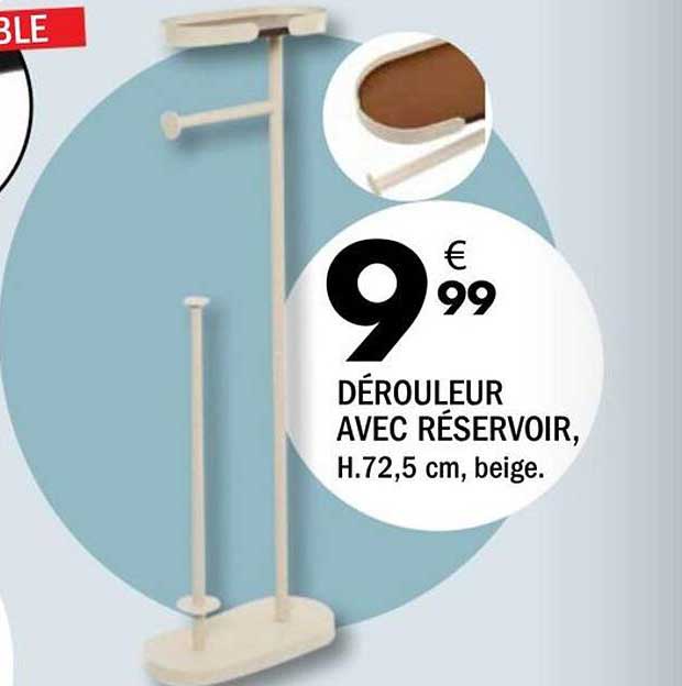 DÉROULEUR AVEC RÉSERVOIR, H.72,5 cm, beige.