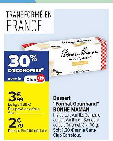 Dessert "Format Gourmand" BONNE MAMAN