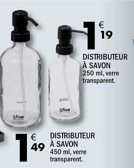 DISTRIBUTEUR À SAVON 250 ml, verre transparent.