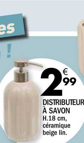 DISTRIBUTEUR À SAVON H.18 cm, céramique beige lin.