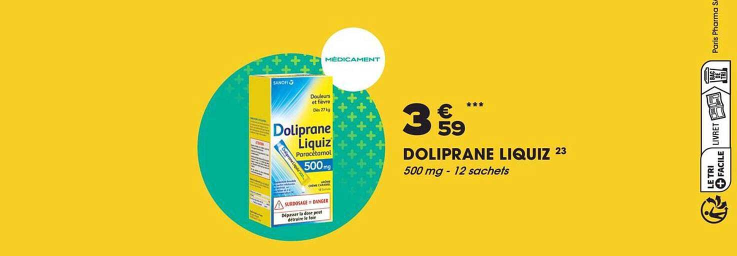 DOLIPRANE LIQUIZ 500 mg - 12 sachets