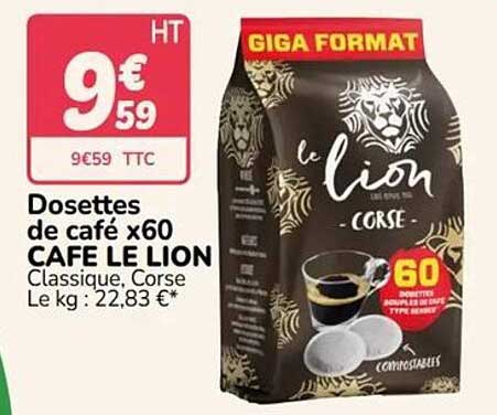 Dosettes de café x60 CAFE LE LION Classique, Corse