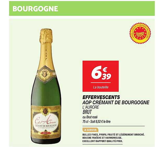 EFFERVESCENTS AOP CRÉMANT DE BOURGOGNE L’AURORE BRUT