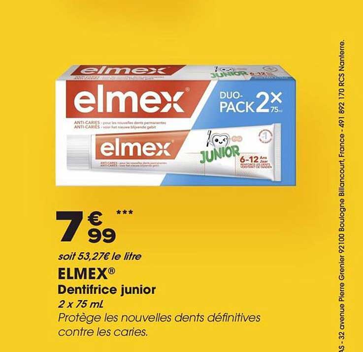ELMEX Dentifrice junior 2 x 75 mL