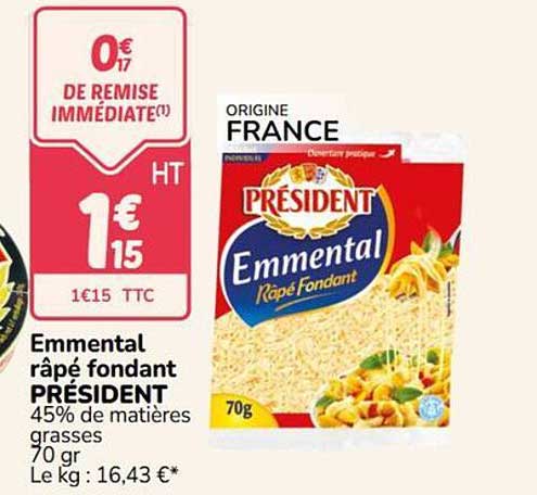 Emmental râpé fondant PRÉSIDENT