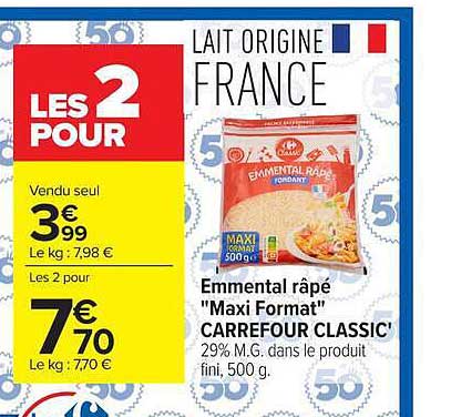 Emmental râpé "Maxi Format" CARREFOUR CLASSIC'