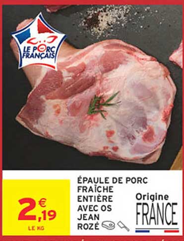 ÉPAULE DE PORC FRAÎCHE ENTIÈRE AVEC OS JEAN ROZÉ