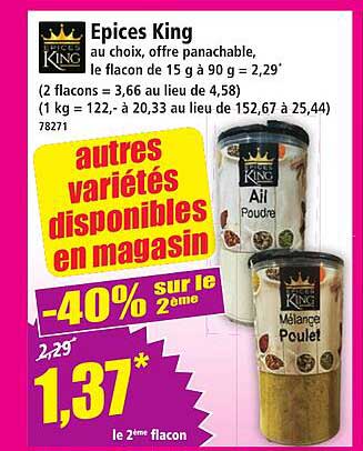 Epices King au choix, offre panachable, le flacon de 15 g à 90 g = 2,29*