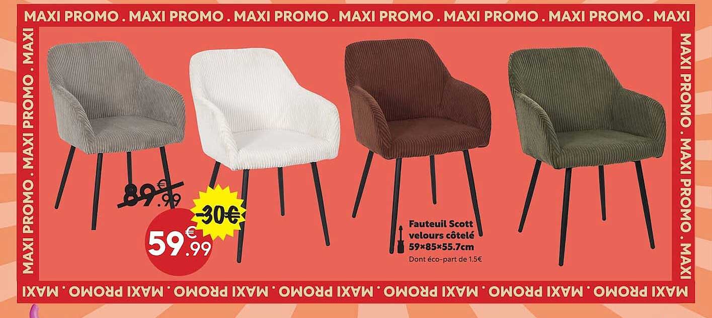 Fauteuil Scott velours côtelé 59*85*55.7cm