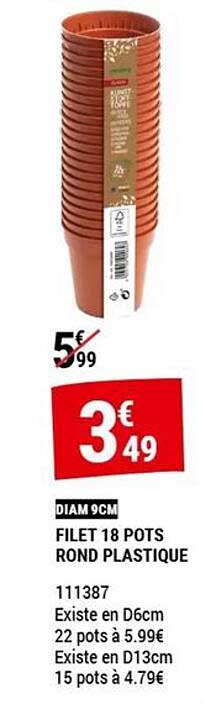 FILET 18 POTS ROND PLASTIQUE